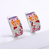 New Style Colourful Cat Face Unique Handmade Enamel 925 Silver Earrings