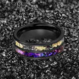 Orion Nebula and Meteorite Gold Foil Inlay 8MM Tungsten Carbide Rings