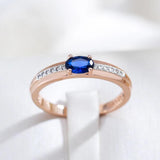 Latest Luxury 14K Rolled Rose Gold in Silver Colour Blue AAA Zircon Ring For Women - Daily Fine Vintage Jewellery