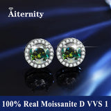 S925 Silver Platinum And Gold Plating Moissanite Stud Earrings Women Fine Jewellery