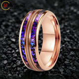 Orion Nebula and Rose Gold Guitar String Inlay Men Women Tungsten Carbide Rings