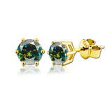 Fabulous Moissanite Diamonds 925 Silver 18K Plated Stud Earrings for Men Women