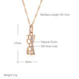 14K Rolled Gold Fashion Hollow Chain Inlay AAA Zircon Diamonds Geometric Pendant Necklace