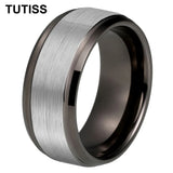 Stepped Beveled Brushed Finish 10MM Classic Men Women Tungsten Carbide Rings