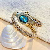 Snake Head Embellished Crystals Hollow-Out Woven Steel Bracelet Women's Watch
