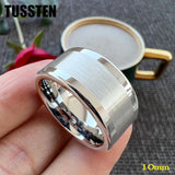 New Arrival 10MM Polished Brushed Flat Tungsten Comfort Fit Wedding Rings for Men and Women - The Jewellery Supermarket