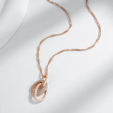 14K Rolled Gold Fashion Double Hoop AAA Zircon Diamonds Pendant And Necklace For Women