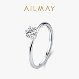 Stunning 925 Sterling Silver AAAA Lab Created Diamond Stackable Solitaire Ring