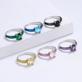 Exquisite Enamel Classic Inlay Blue Purple Black Yellow AAA Zircon Rings
