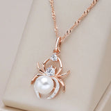 Luxury Spider Shape 14K Filled Rose Gold Silver Mix Colour AAA Zircon Diamonds Necklace - Fine Jewellery