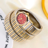 Elegant Snake Design Luxury Ladies Stainless Steel Band Zircon Diamonds Quartz, Rose Gold Silver Plated Wristwatches