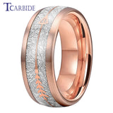 Arrow And White Meteorite Inlay 8MM Multicolor Tungsten Wedding Men Women Rings