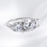 Stunning 18KWGP 3 Stone 4ct/2ct VVS1 D Colour Moissanite Diamonds Silver Ring