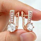 14K Rolled Gold AAA Zircon Diamonds Drop Earrings High Quality Wedding Jewellery