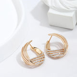 14K Gold Filled Trendy Twist Large Hoops Multilayer AAA Zircon Diamonds Earrings