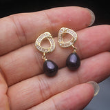 Flower Shape Design Real Multicolour Pearls AAA Zircon Diamonds Silver Earrings