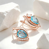 14 Karat Gold Filled Trendy Blue AAA Zircon Crystals Earrings High Quality Fine Jewellery