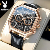 Luxury Classic Quartz Man Watch with High Quality Leather Strap Waterproof Business Wristwatch