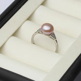Real Natural  Pink Black White Purple Grey Pearl Silver AAA Zircon Diamonds Rings