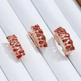 Gorgeous Trend 14K Filled Rose Gold Full Red AAA Zircon Crystals Paved Width Ring For Women - Fine Jewellery