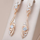 Unique Flower 14K Gold Filled AAA Lab Created Zircon Diamonds Boho Drop Earrings
