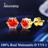 GRA Moissanite Diamonds S925 Sterling Silver 18K Gold Plated Stud Earrings