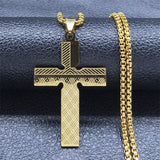 Fashion Big Long Cross Jesus Stainless Steel Christian Necklace - Gold Colour Chain Necklace Jewellery - The Jewellery Supermarket