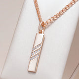 Excellent Rectangular Shape Filled 14K Rose Gold AAA Zircon Diamonds Necklace - Fashion High Quality Jewellery