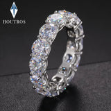 Popular Full Moissanite Eternity Engagement Wedding Rings for Women 925 Sterling Silver White Gold Plated Fine Rings