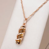 Unique Filled 14K Rose Gold Brown AAA Zircon Crystal Pendant And Necklace For Women - Fashion Jewellery