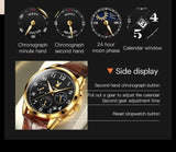 Famous Brand Luxury Multifunction Original Leather Strap Waterproof Quartz Casual Fashion Business Watches for Men