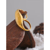 18K Gold Plated Stainless Steel Metal Double Finger Geometric Personality Exaggerated Ring