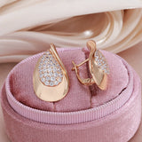 14K Gold Filled AAA Zircon Diamonds Full Paved Drop Big Size Glossy Earrings For Women
