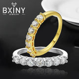 18K Gold Plated D Colour 3mm 7-Stone Eternity Moissanite Diamonds Rings S925 Silver Lab Diamond Fine Jewellery