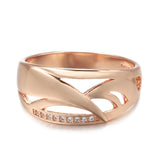 Outstanding 14K Rolled Rose Gold Glossy New Fashion Geometry AAA Zircon Diamonds Ring - Fine Wedding Jewellery