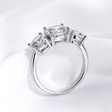 Stunning 18KWGP 3 Stone 4ct/2ct VVS1 D Colour Moissanite Diamonds Silver Ring