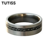 Black Meteorite Offset groove Brushed Finish 6/8mm Tungsten Carbide Couple Rings