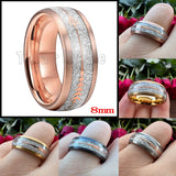 Arrow And White Meteorite Inlay 8MM Multicolor Tungsten Wedding Men Women Rings