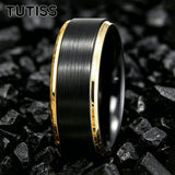 Matte Silver Brushed Center Shiny Blue Beveled Edges Two Tone 6/8mm Tungsten Rings