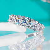 3.6ct 5 Stones D Color VVS1 Moissanite Diamond Sterling Silver Eternity Rings for Women Wedding Engagement Jewellery