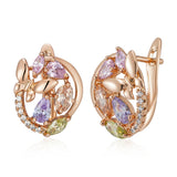 14 Karat Gold Filled Fashion Colourful AAA Zircon Crystals Butterfly Earrings for Women