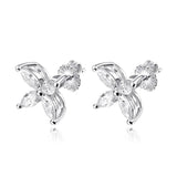 Elegant D Colour 4 Stones Horse Eye Cutting Moissanite Diamonds Stud Earrings For Women Silver Fine Jewellery