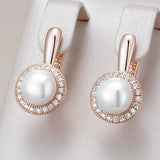 Fashion Pearl 14K Rolled Gold AAA Zircon Diamonds Boho Ethnic Drop Earrings