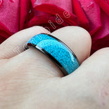 Turquoise Domed Polished Finish 4/6/8MM Tungsten Engagement Wedding Rings