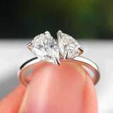 New Design 1.5cttw Toi Et Moi Pear Cut VVS1 D Colour Moissanite Diamond Engagement Ring