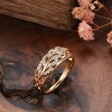 Awesome Vintage Texture Full Hollow Design 14K Rolled Rose Gold AAA Zircon Diamonds Ring -  Exquisite  Jewellery