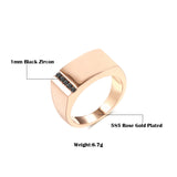14K Gold Filled Black AAA Zircon Row Crystals Large Glossy Rose Gold Geometric Rings