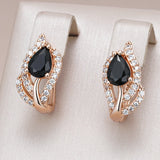 14 Karat Gold Filled Vintage Black AAA Zircon Crystals Dangle Luxury Earrings For Women