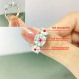 Stunning 18KWGP 3 Stone 4ct/2ct VVS1 D Colour Moissanite Diamonds Silver Ring