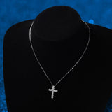 Lovely Full Moissanite Diamonds 18K Gold Plated Cross Pendant Necklace - Silver Chain Fine Necklace Jewellery - The Jewellery Supermarket